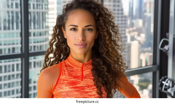 portrait of a young woman with curly hair