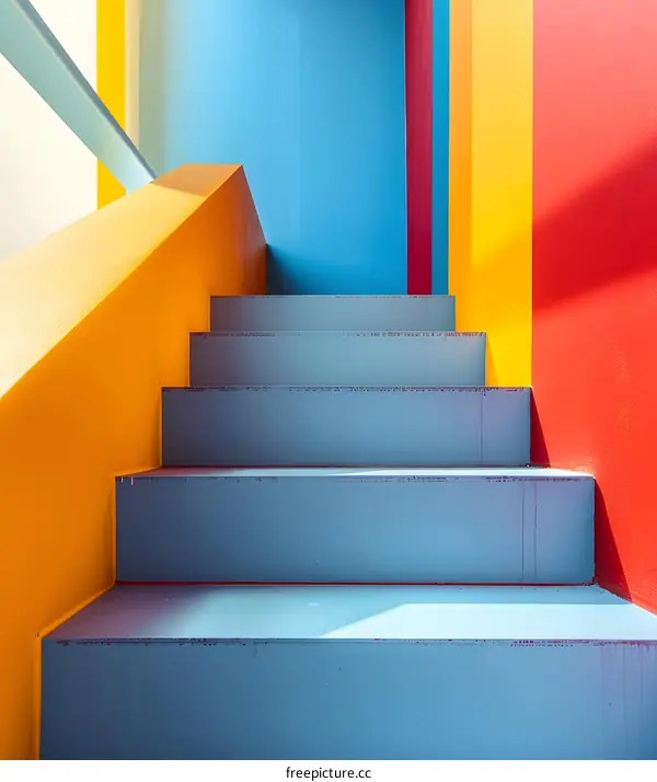 Blue Stairs with Colorful Walls