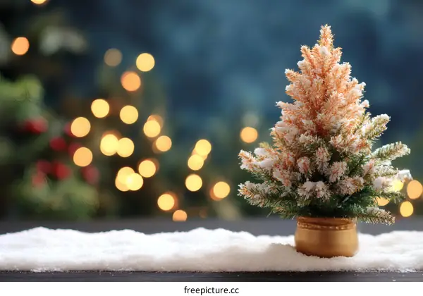 Miniature Christmas Tree on Snow