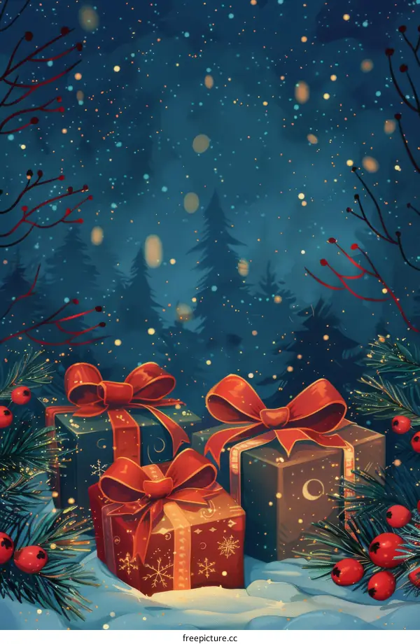 Christmas presents under the snow