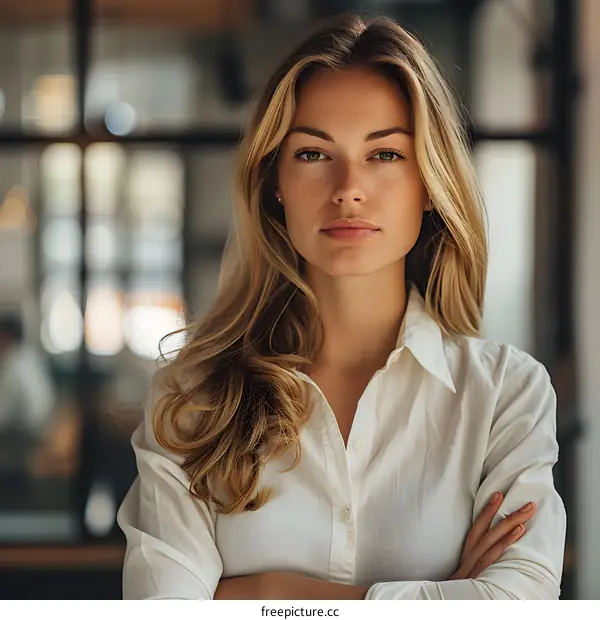 portrait of a young woman in a white shirt