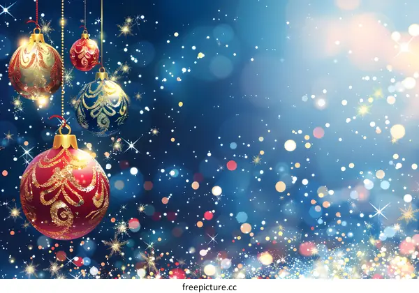 Christmas background with hanging ornaments