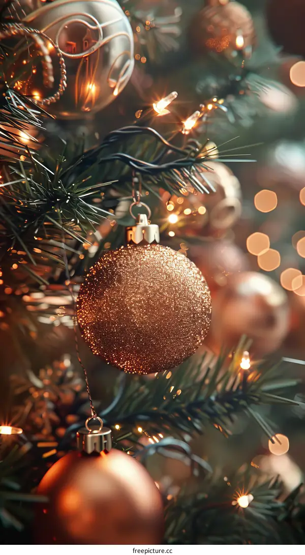 Copper Christmas Tree Ornament Decor with Lights