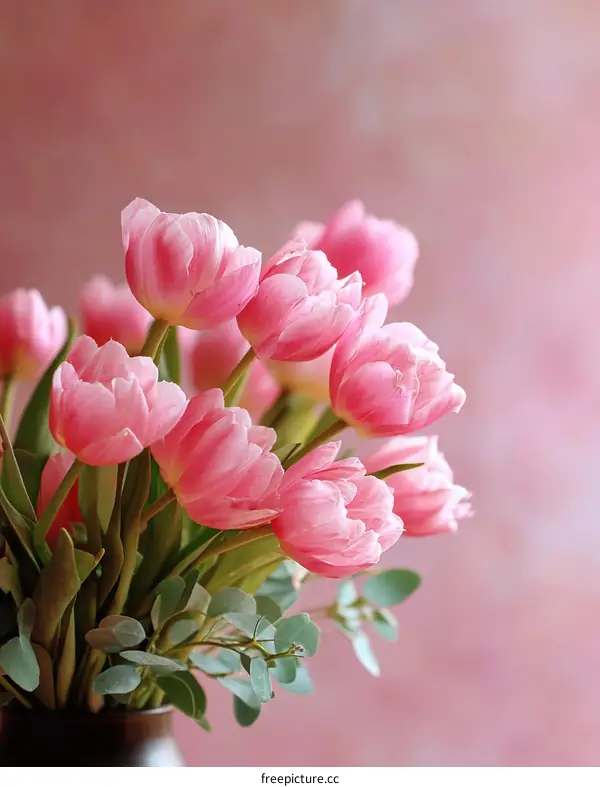 Beautiful Pink Tulips Bouquet in Vase
