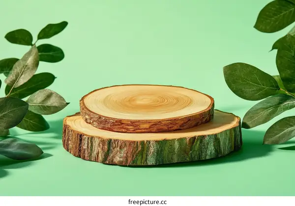 Natural Wooden Disc Display Background