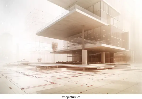 Architectural visualization of a modern office building