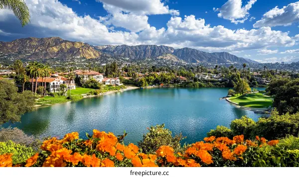 Scenic Lake View with Mountains and Homes