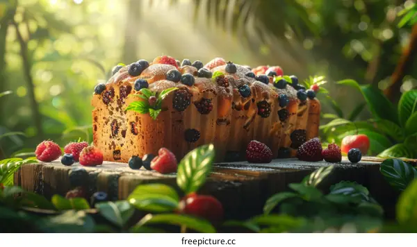 Homemade Organic Banana Bread with Mixed Berries