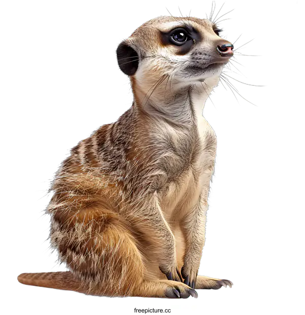 [Transparent Background PNG]Curious Meerkat Portrait on White