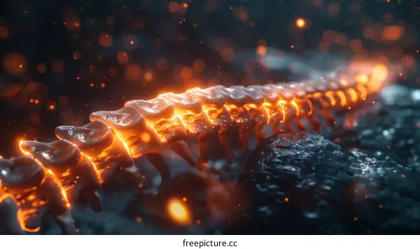 Glowing orange and yellow spine