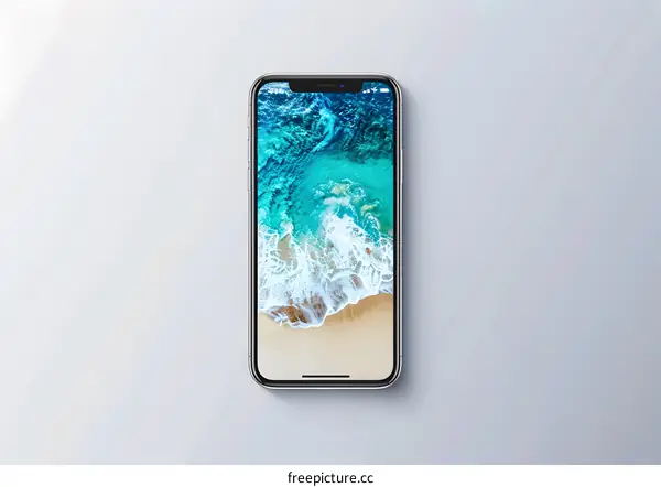 Smartphone With Ocean Beach Wallpaper