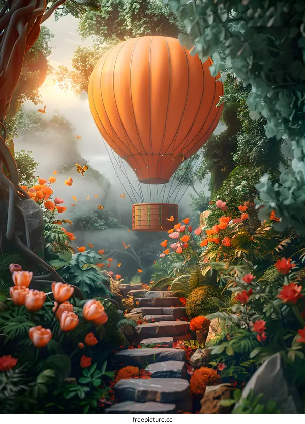 Hot Air Balloon in a Magical Forest