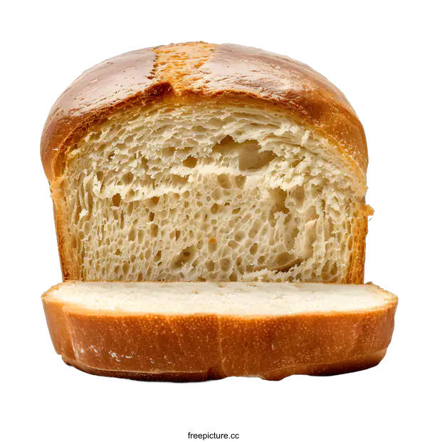[Transparent Background PNG]Sliced Loaf of White Bread on White Background