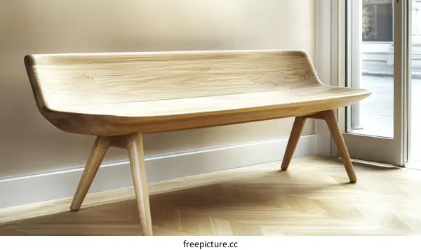Modern Wooden Bench with Smooth Curves