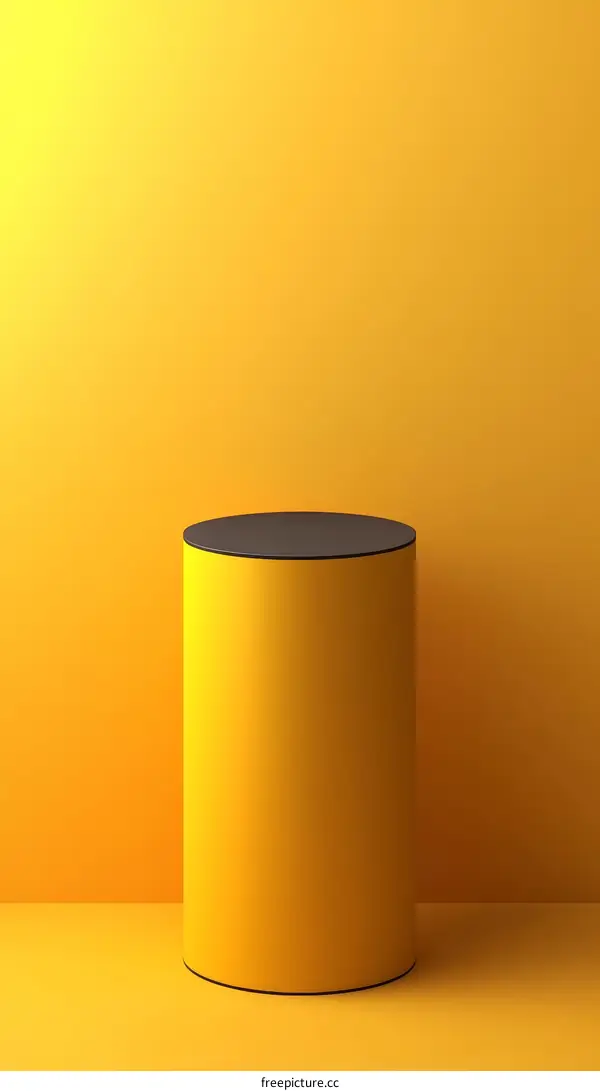 Yellow Cylinder Display Stage for Product Presentation