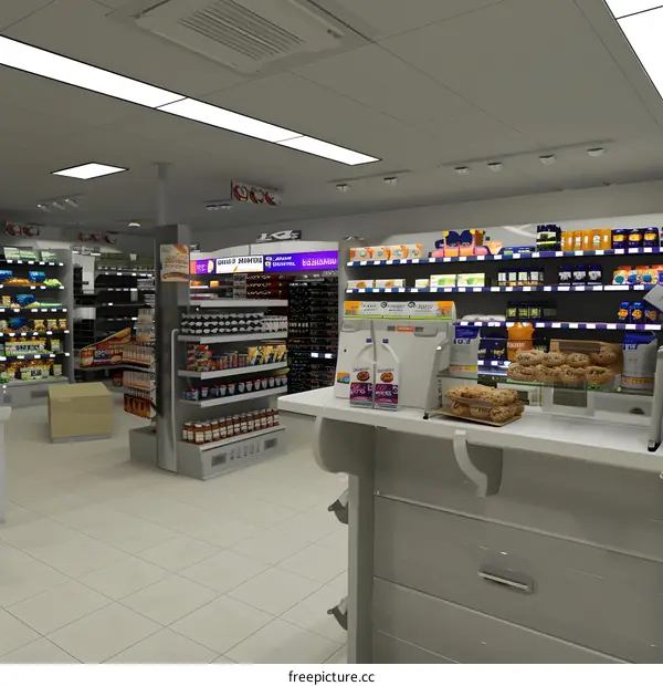 Modern Grocery Store Interior Design Rendering