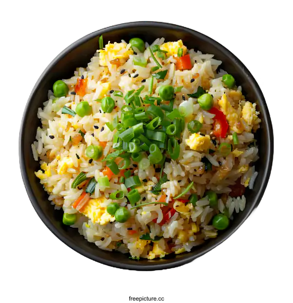 [Transparent Background PNG]Fried rice with vegetables and egg