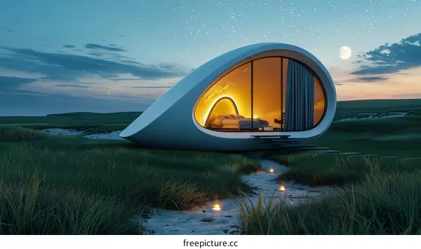 Futuristic Prefab Tiny Home Nestled Into a Hillside