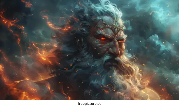 Zeus, the king of gods, is the god of the sky and thunder in Greek mythology.