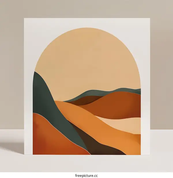 Abstract Landscape Art Print With Mountains In Autumn Colors