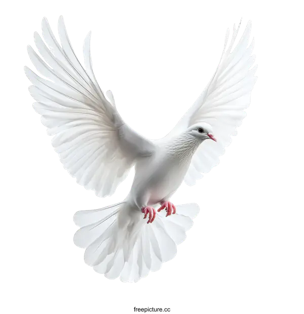 [Transparent Background PNG]A Majestic White Dove in Flight