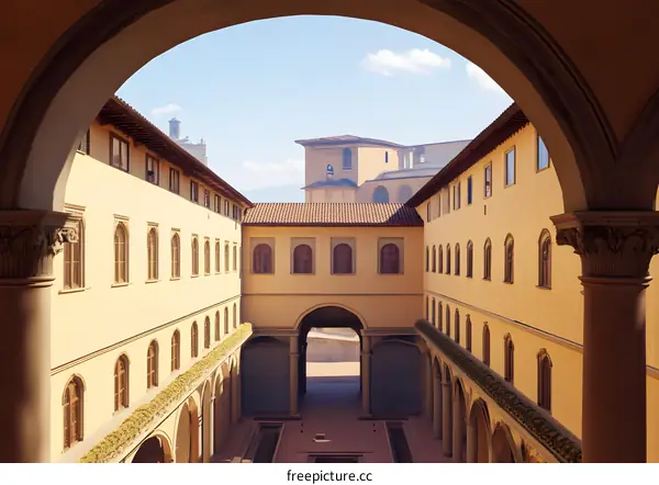 View of a Courtyard in a Classic Building