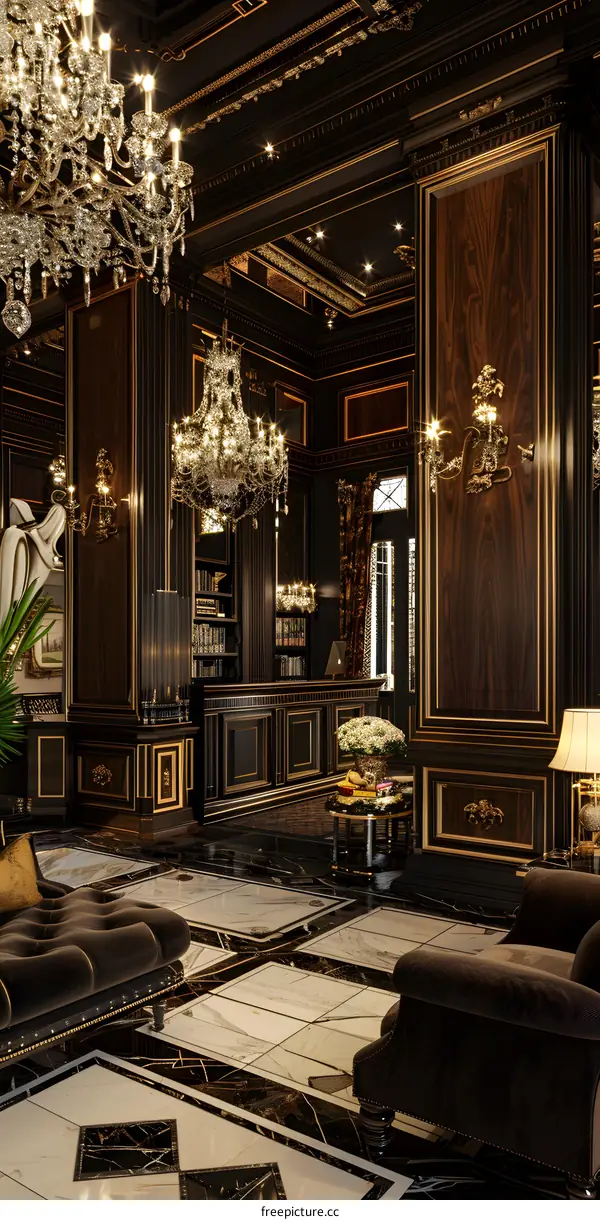 Luxury Interior Design With Black And Gold Accents