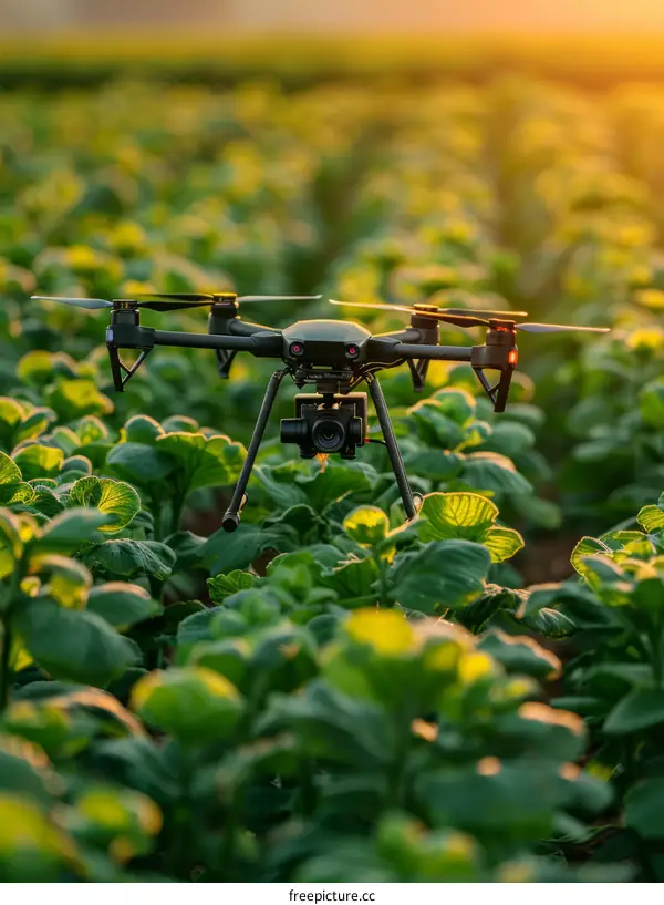 Drone Agriculture: Aerial View of Green Crops