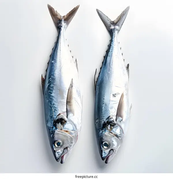 Two Fresh Fish on White Background