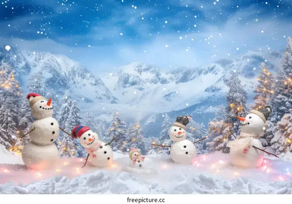 Snowman Family Christmas in the Snowy Mountains