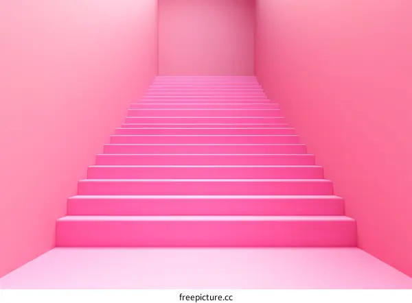 Pink Staircase in a Minimalist Setting