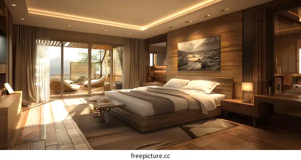 The interior of a luxury hotel room