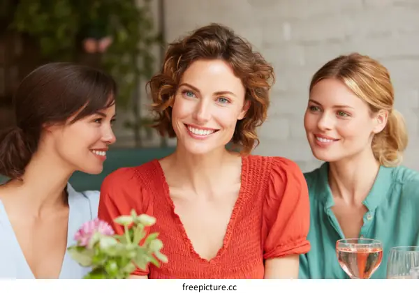 Three Caucasian Women in Conversation Outdoors