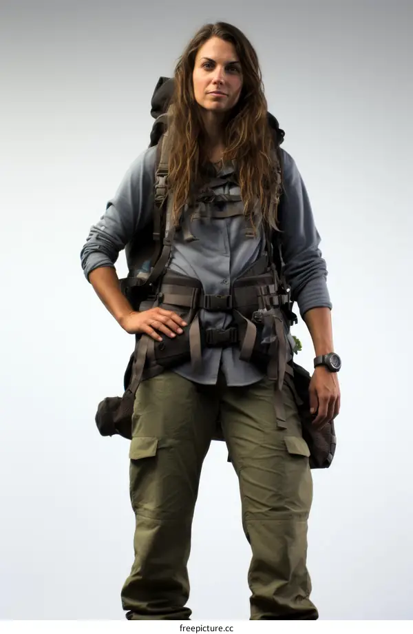 portrait of a young woman wearing a backpack