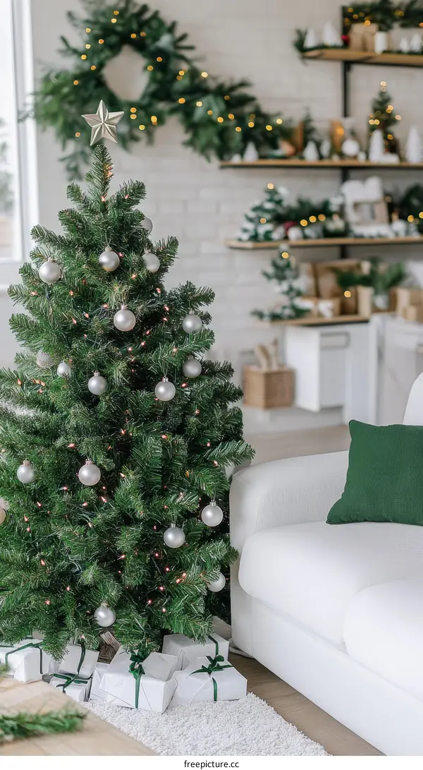 Christmas Tree in Cozy Living Room