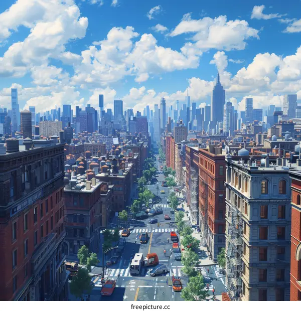 Cityscape View of Urban Streets and Buildings