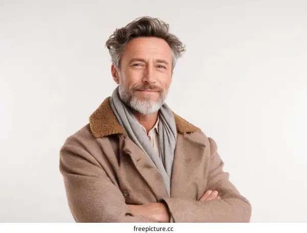 Mature Man in Stylish Winter Coat