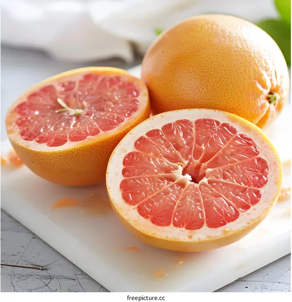 Fresh Ripe Grapefruit Slices Ready To Eat