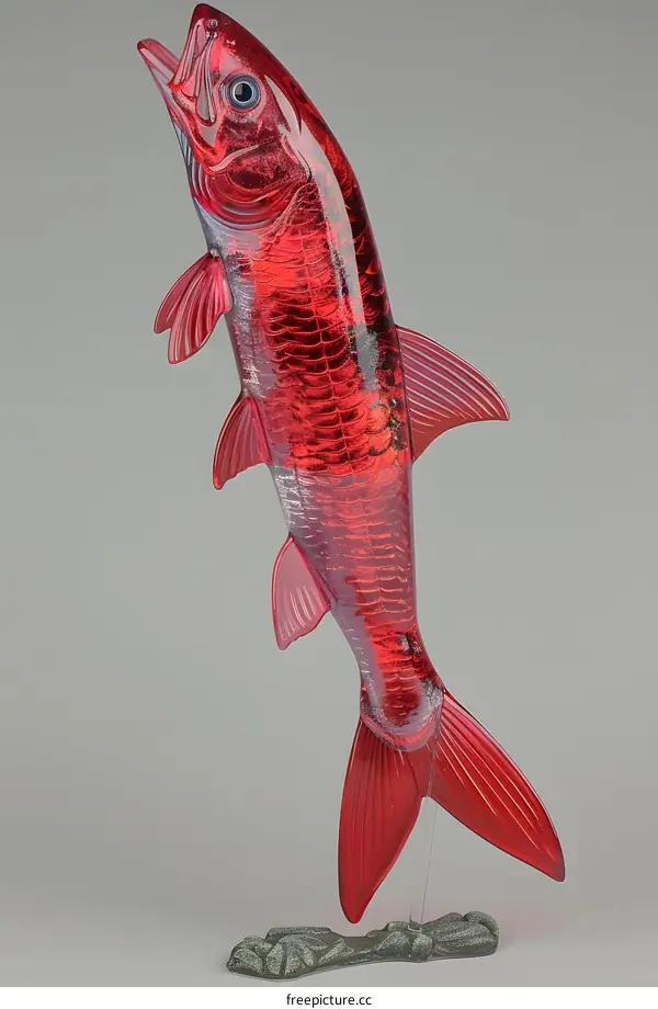 Red Glass Fish Sculpture