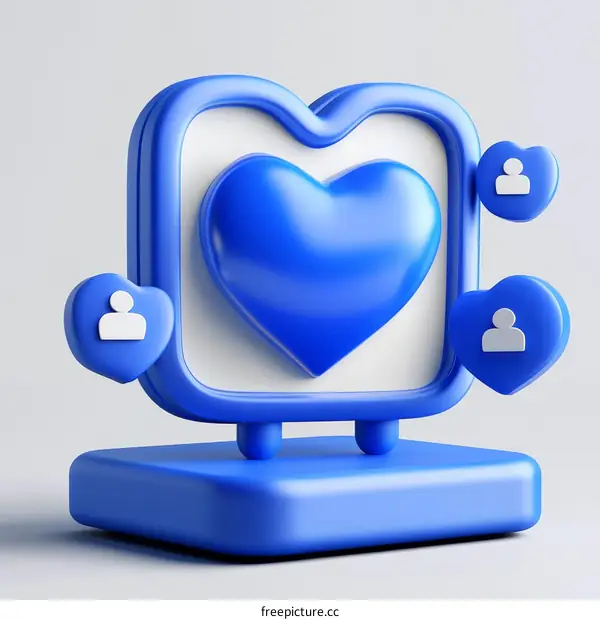 3D Social Media Icon Heart and Followers