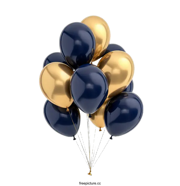 [Transparent Background PNG]Luxury Bunch of Gold and Navy Balloons