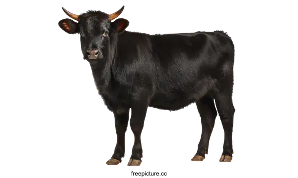 [Transparent Background PNG]Black Calf Portrait Against White Background