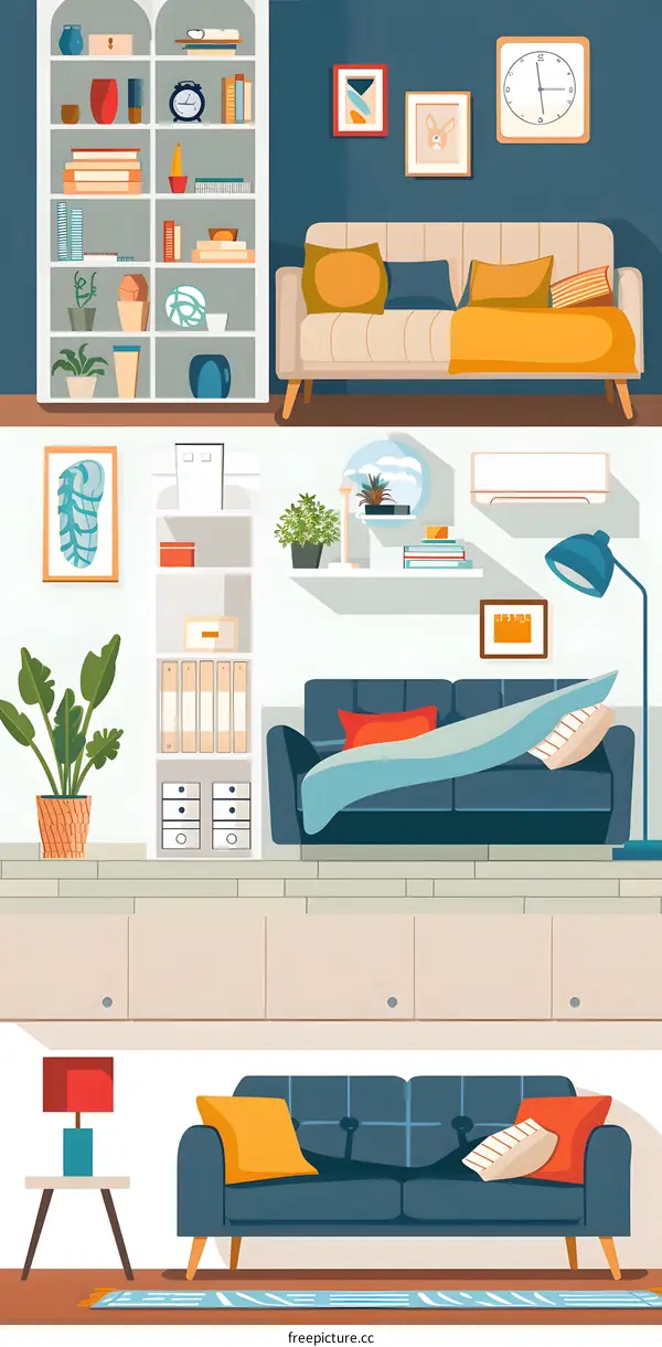 Modern Living Room Interior Design Illustration