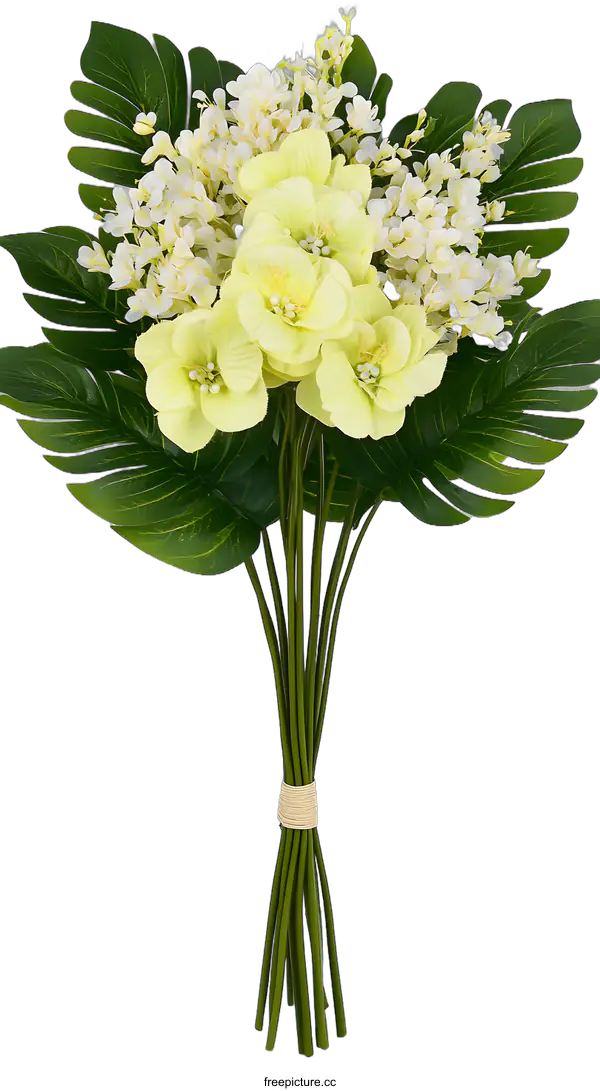 [Transparent Background PNG]Artificial Flowers Bouquet With White And Yellow Flowers