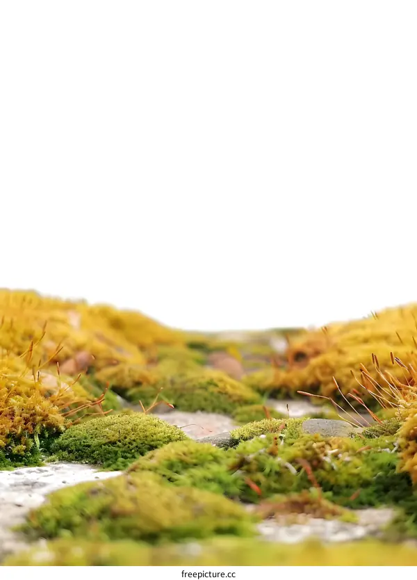 Green Moss Texture on a White Background