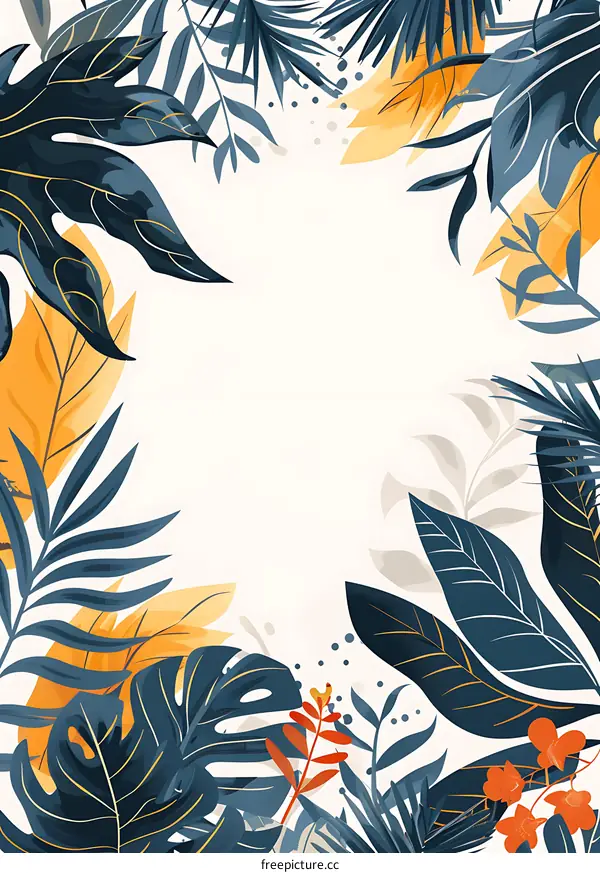 Tropical Leaves Border Frame Illustration