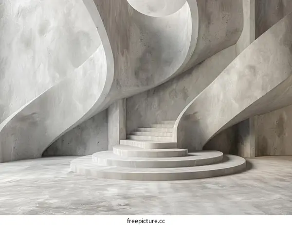 Abstract Minimalist Concrete Staircase Interior Design
