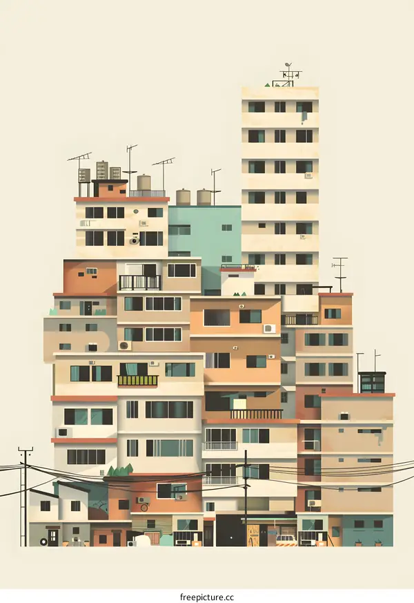 Apartment Building Illustration In A Modern Style