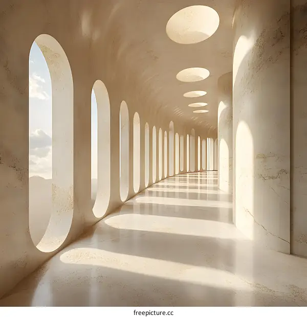 Modern Architecture with Oval Windows and Light