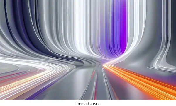 Vibrant Abstract Digital Art with Orange and Purple Lines